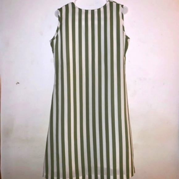 Kaira- be that girl today- size large Olive and Cream striped Embroidered Dress - Picture 2 of 5